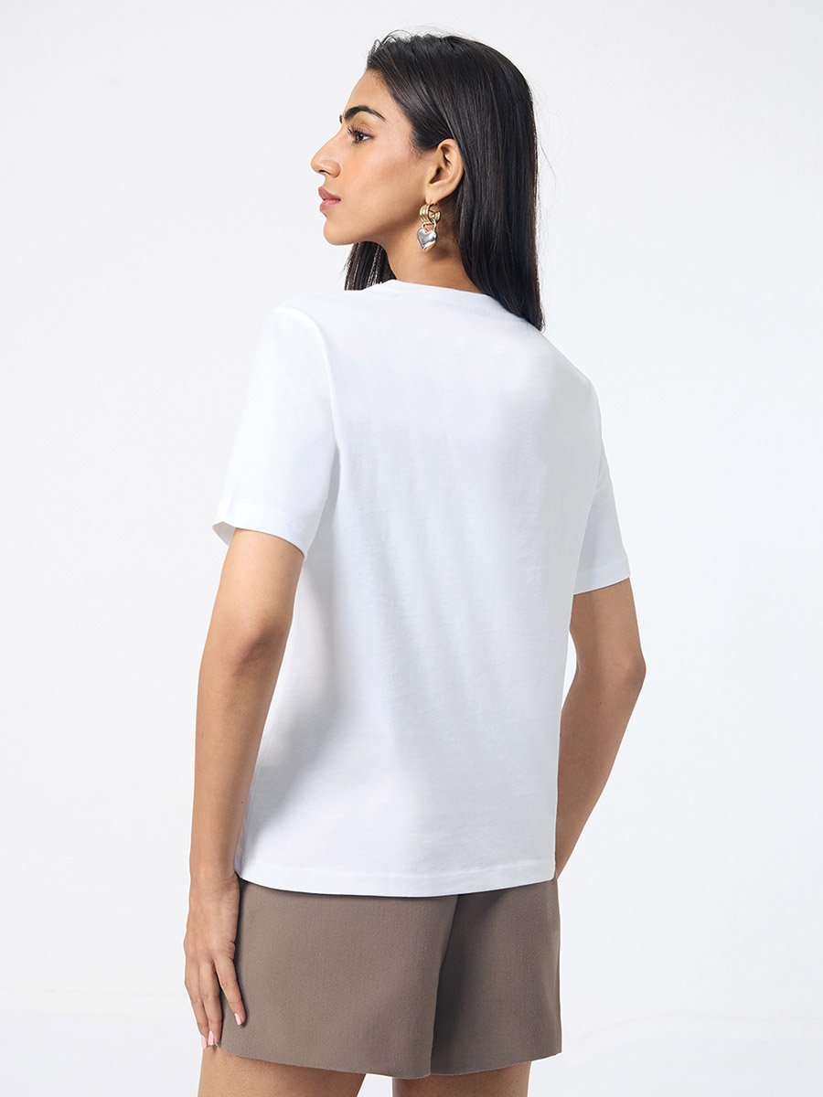 White Beach Vibe Relaxed Fit T-Shirt