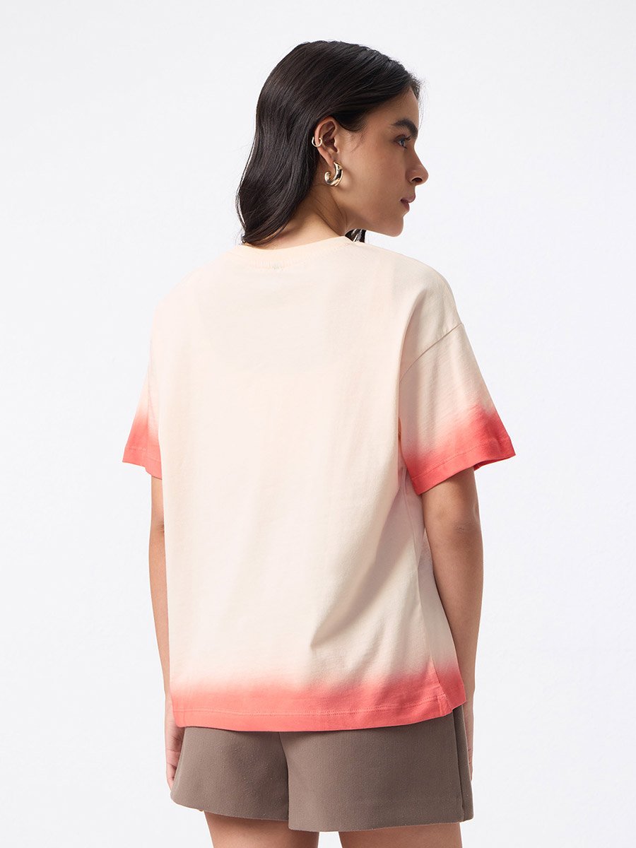 Orange Tie-Dye Graphic Cotton T-Shirt