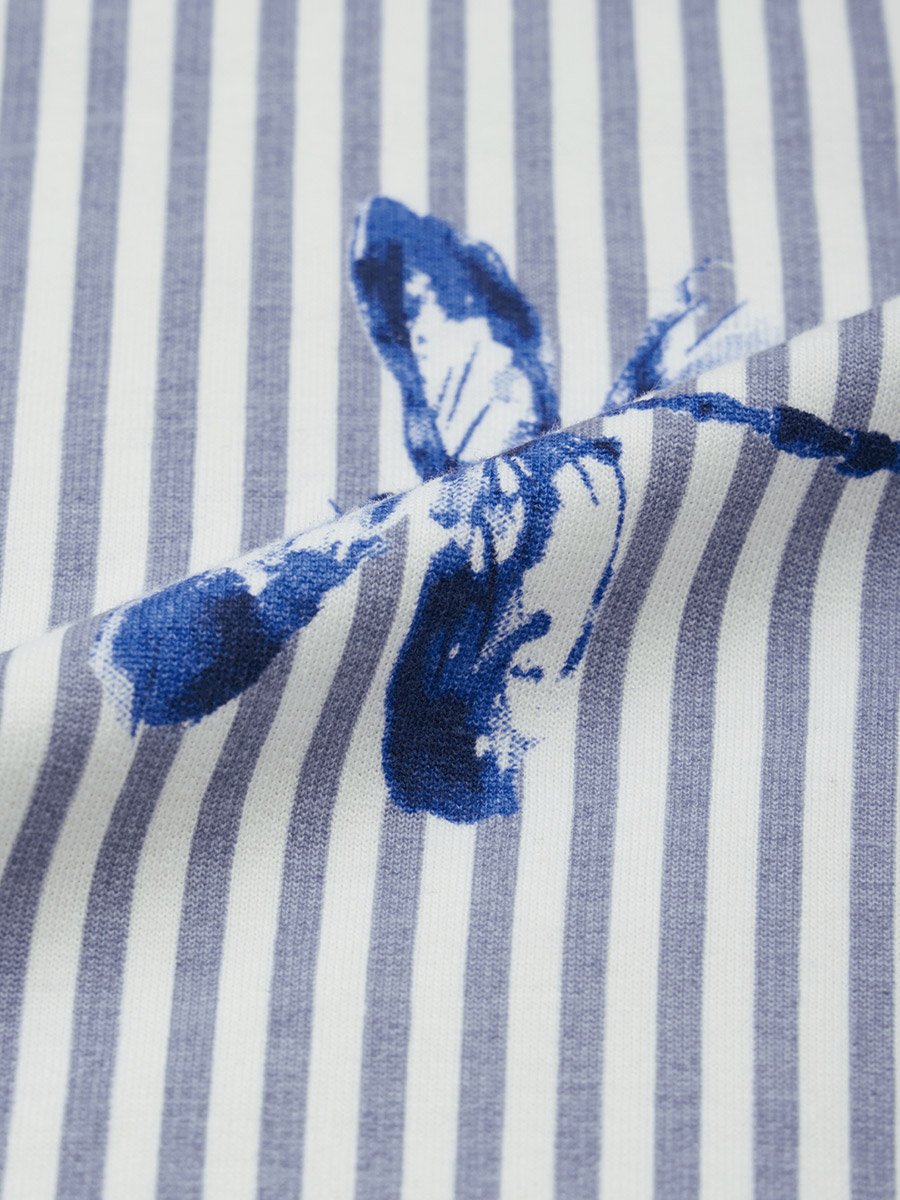 Blue Striped Oversized Cotton T-Shirt