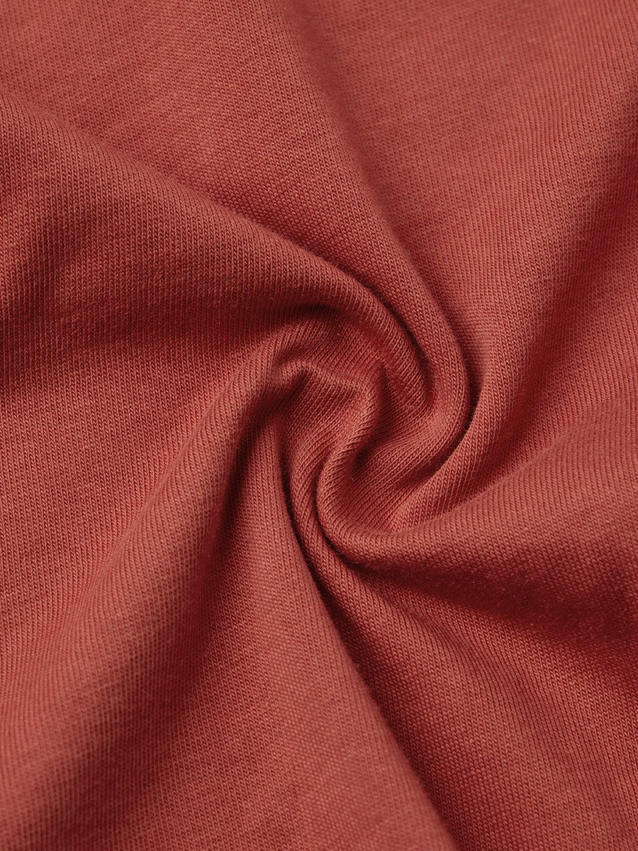 Rust Round Neck Cotton T-Shirt