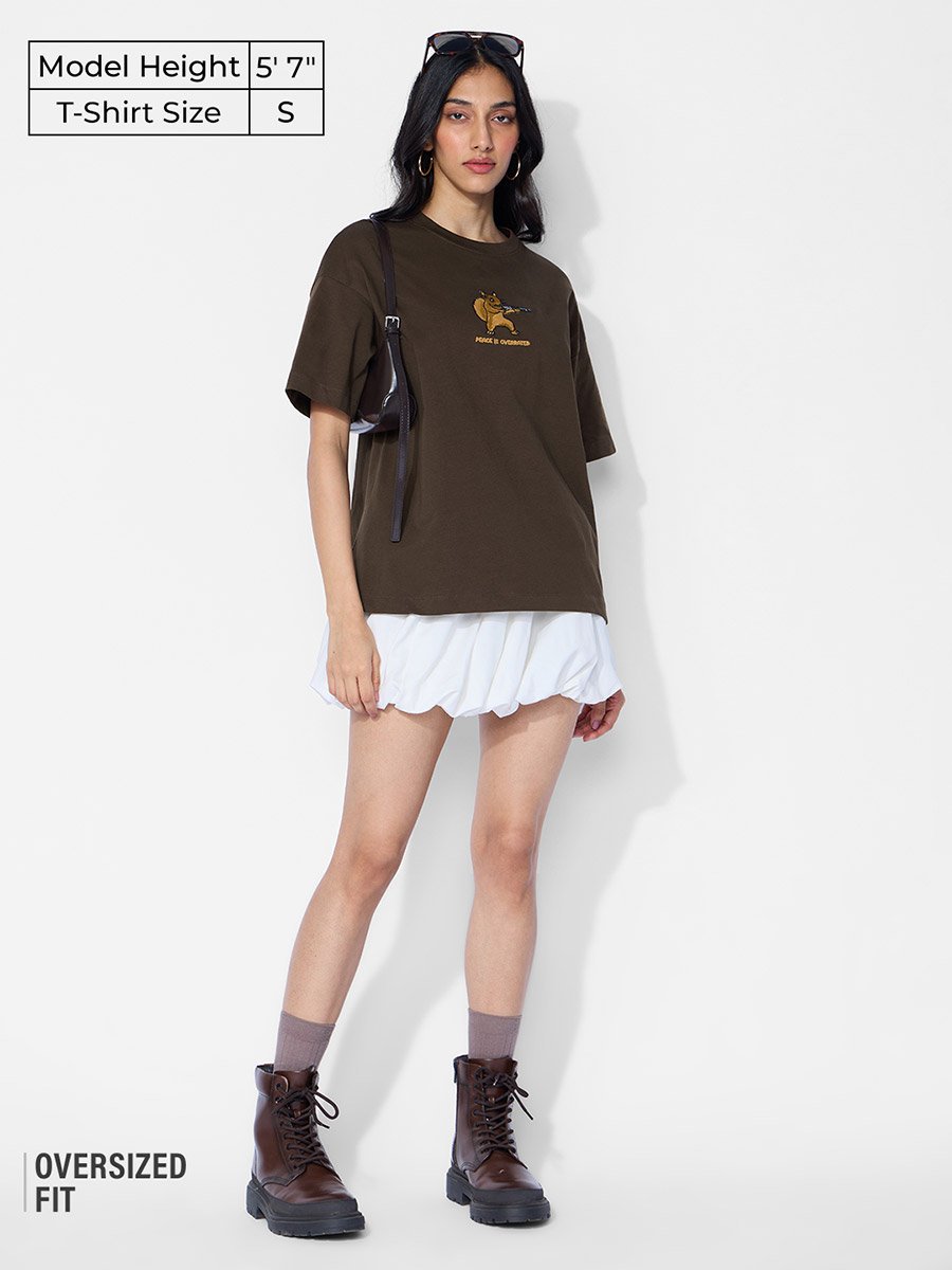 Brown Cotton Oversized T-Shirt