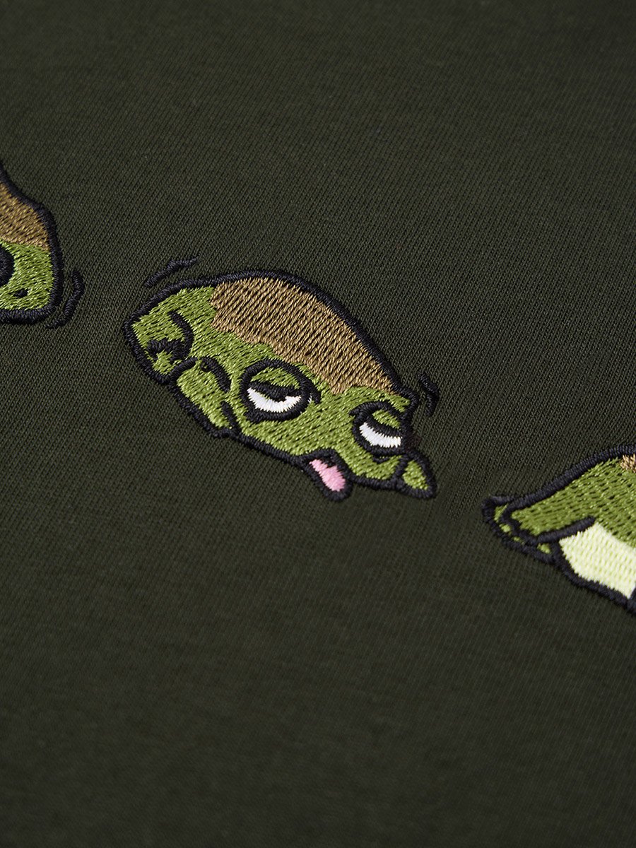 Olive Cotton Embroidered Boxy T-Shirt