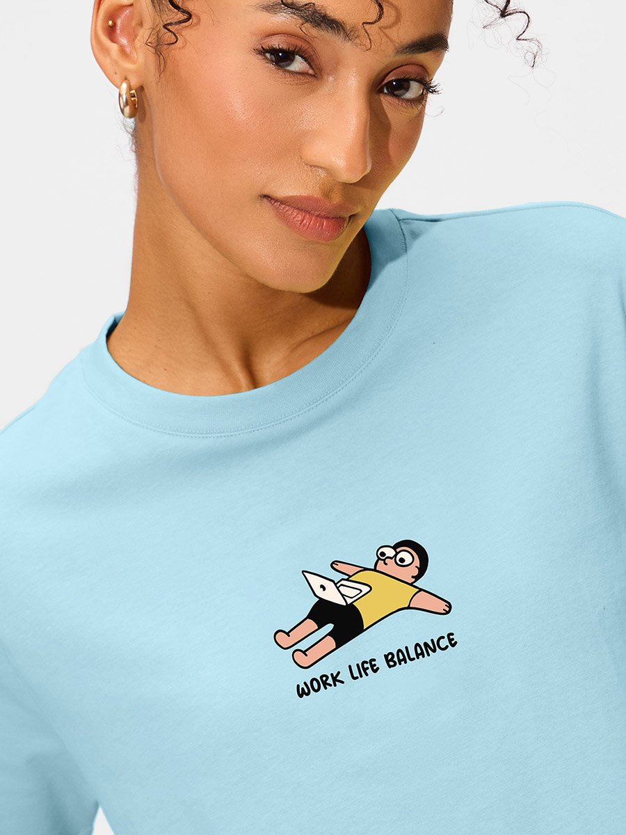 Blue Graphic Print Relaxed Fit T-Shirt