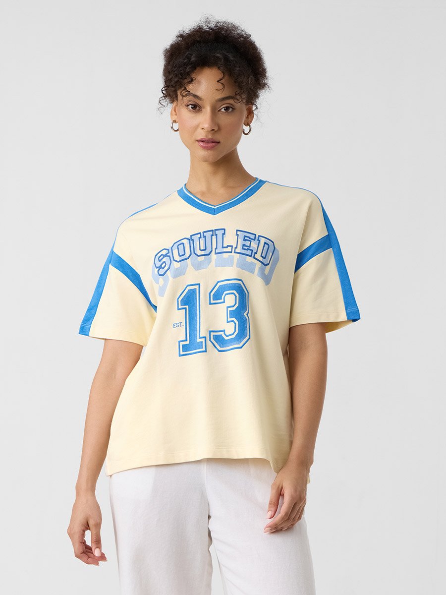 Cream Varsity Style Oversized T-Shirt
