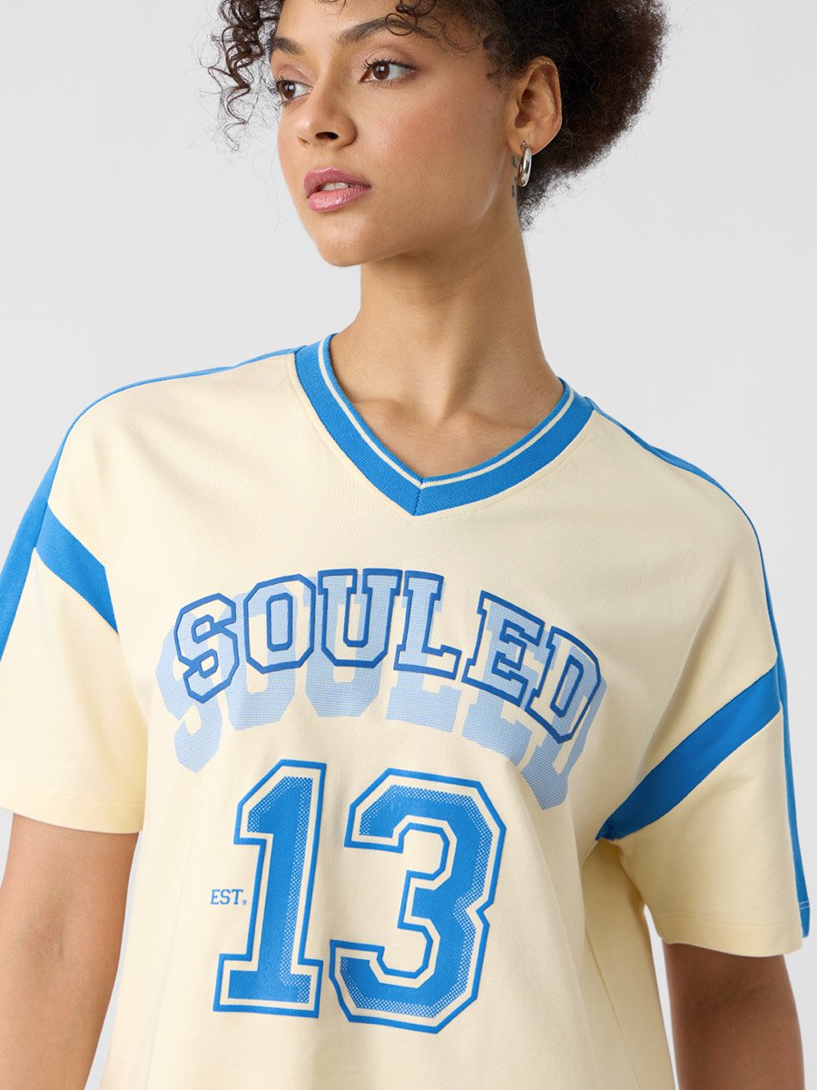 Cream Varsity Style Oversized T-Shirt