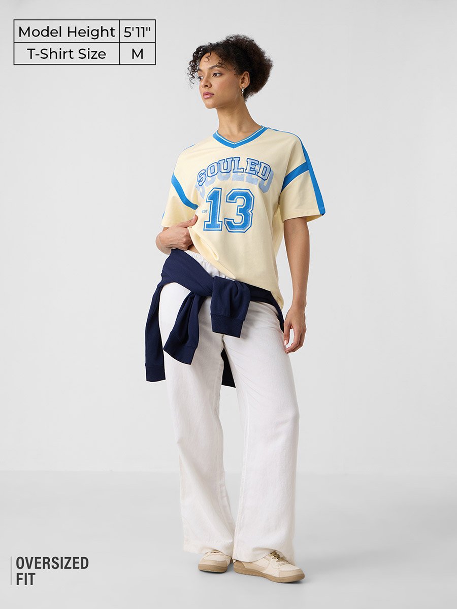 Cream Varsity Style Oversized T-Shirt