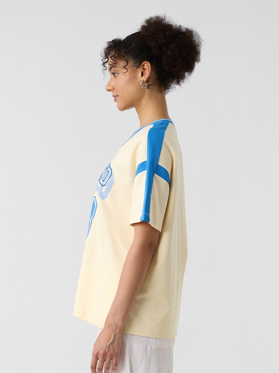 Cream Varsity Style Oversized T-Shirt