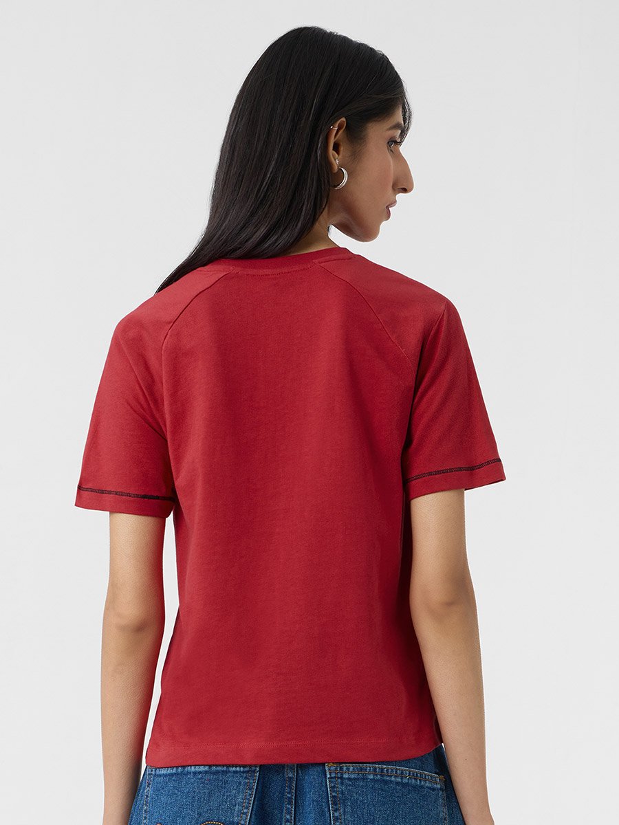 Red Cute Cat Relaxed Fit T-Shirt