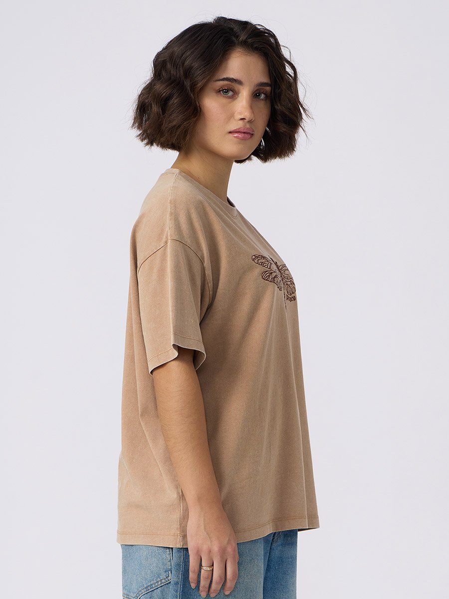 Brown Dragonfly Peace Oversized T-Shirt