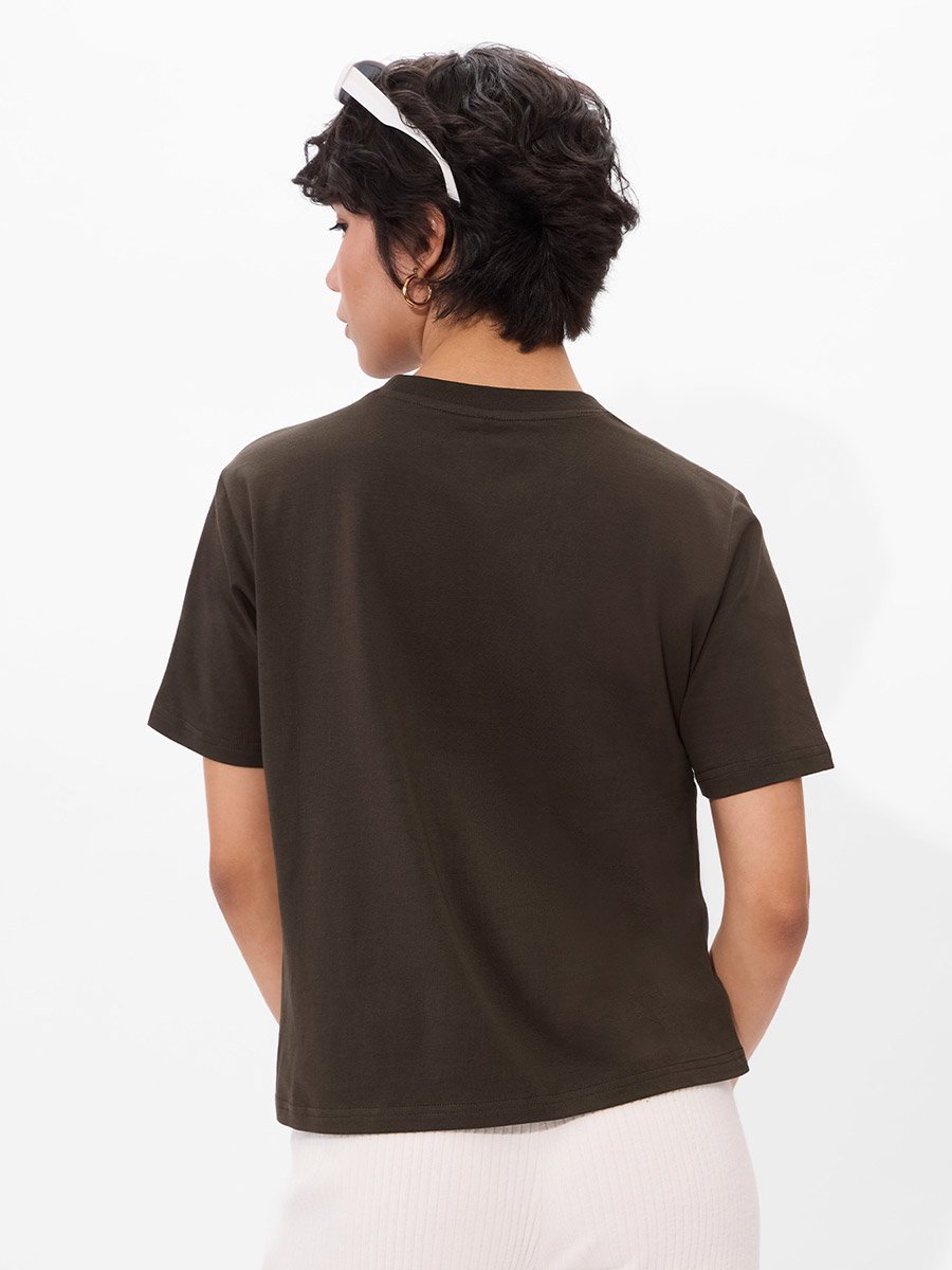 Brown Graphic Print Relaxed Fit T-Shirt