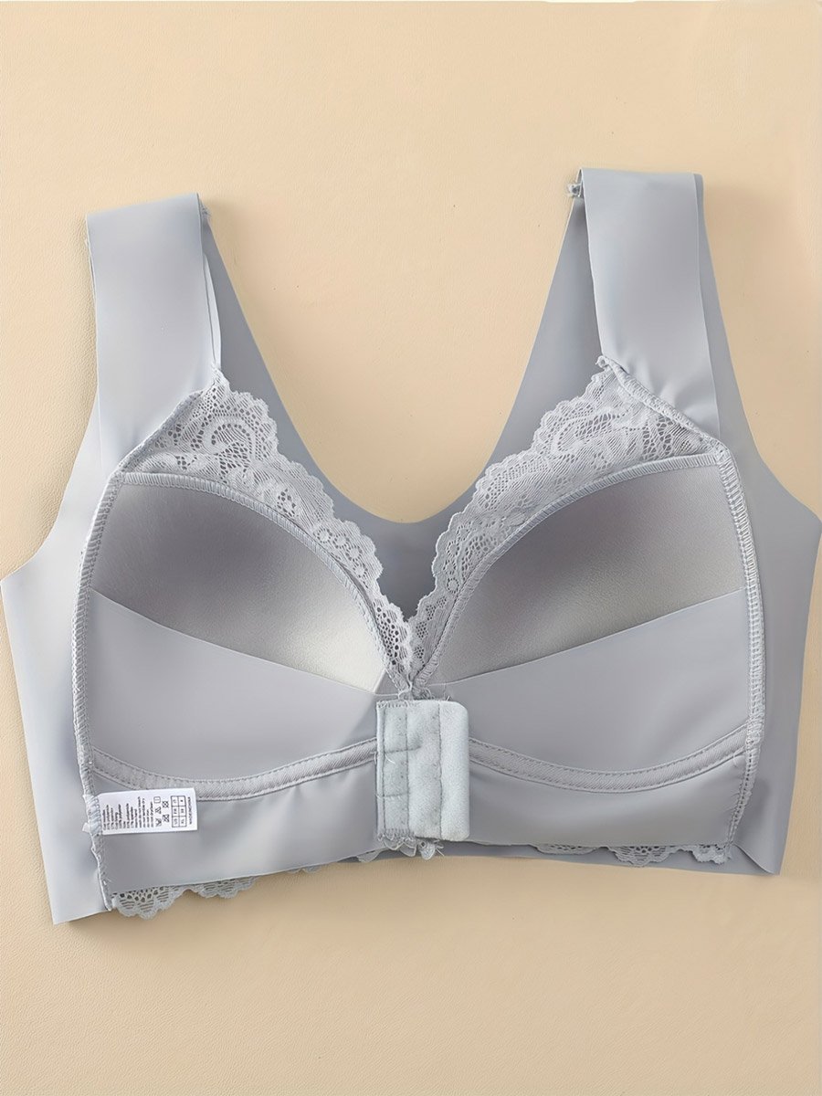 Grey Lace Padded Non Wired Regular Bra