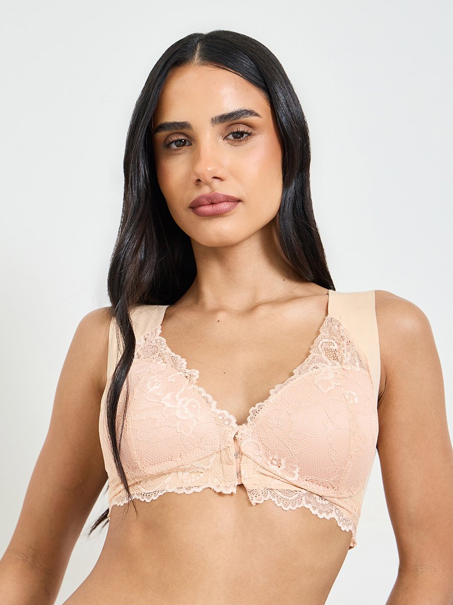 Nude Lace Padded Non Wired Regular Bra