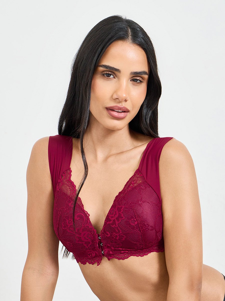 Red Lace Padded Non Wired Regular Bra