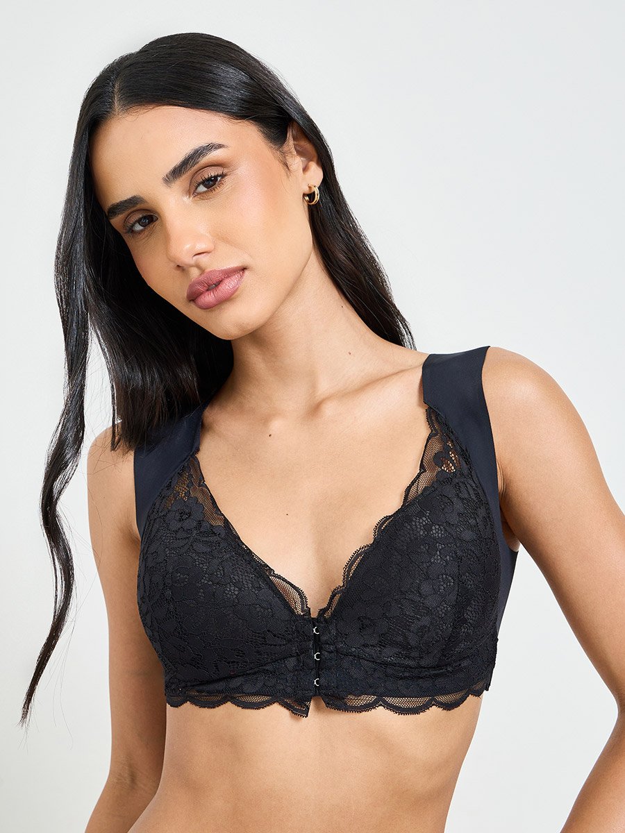 Solid Lace Bulk Front Padded Non Wired Regular Bra