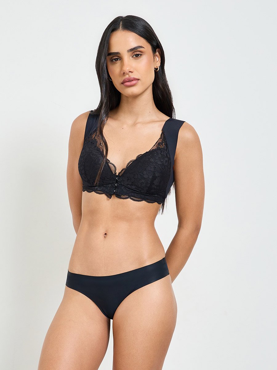 Solid Lace Bulk Front Padded Non Wired Regular Bra