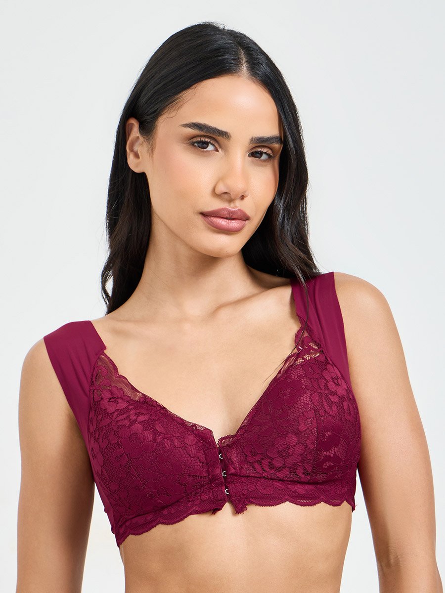 Solid Lace Bulk Front Padded Non Wired Regular Bra