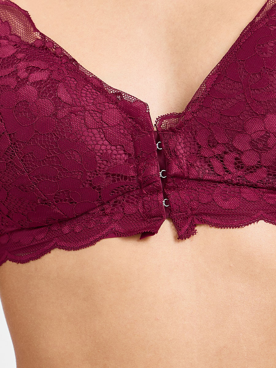 Solid Lace Bulk Front Padded Non Wired Regular Bra