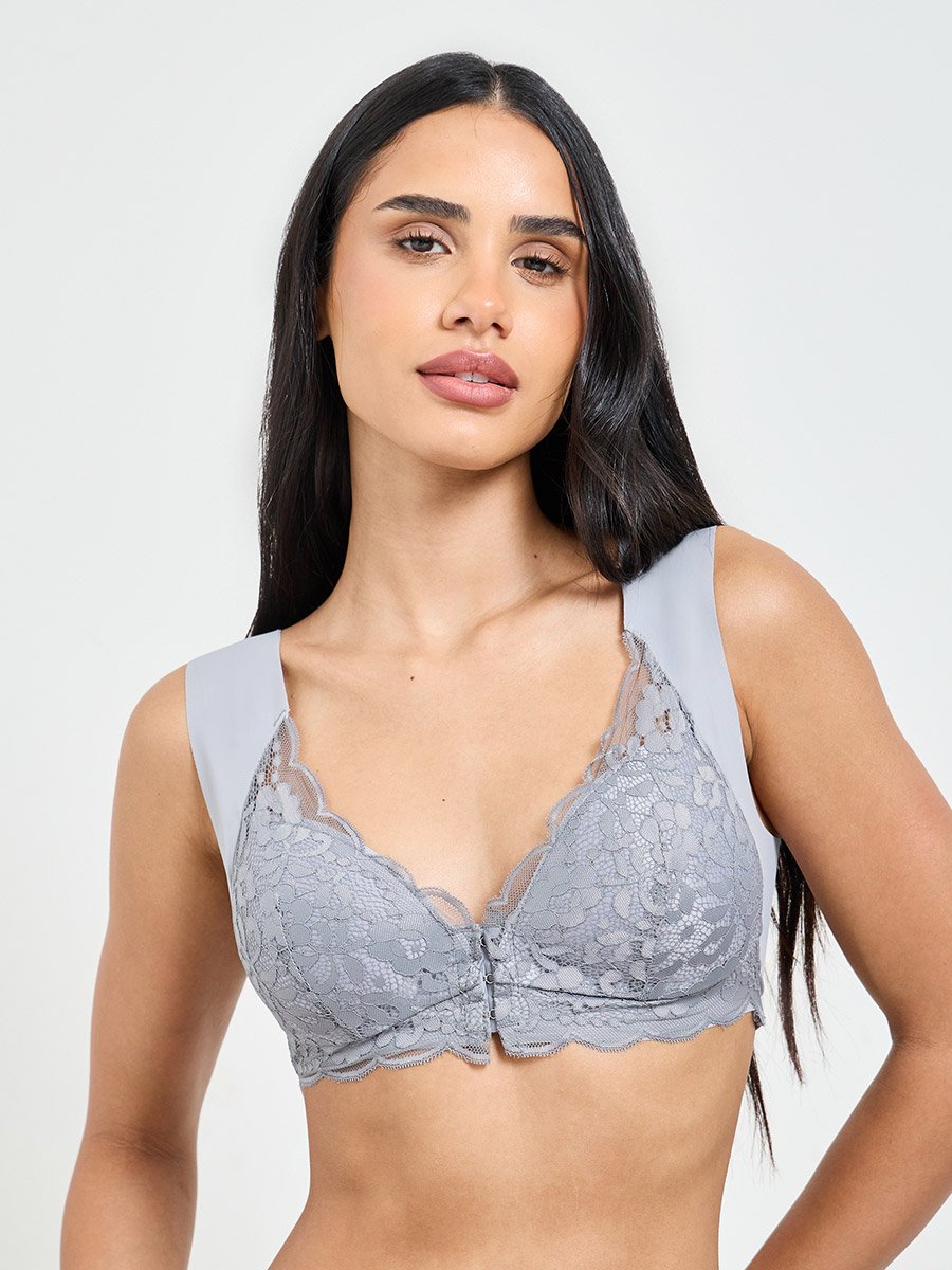 Solid Lace Bulk Front Padded Non Wired Regular Bra