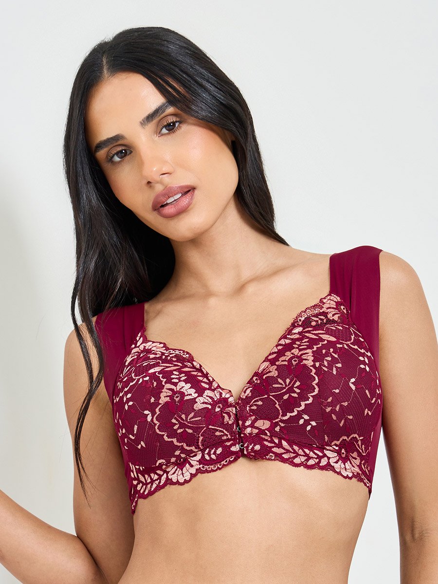 Embroidered Lace Bulk Front Padded Non Wired Regular Bra