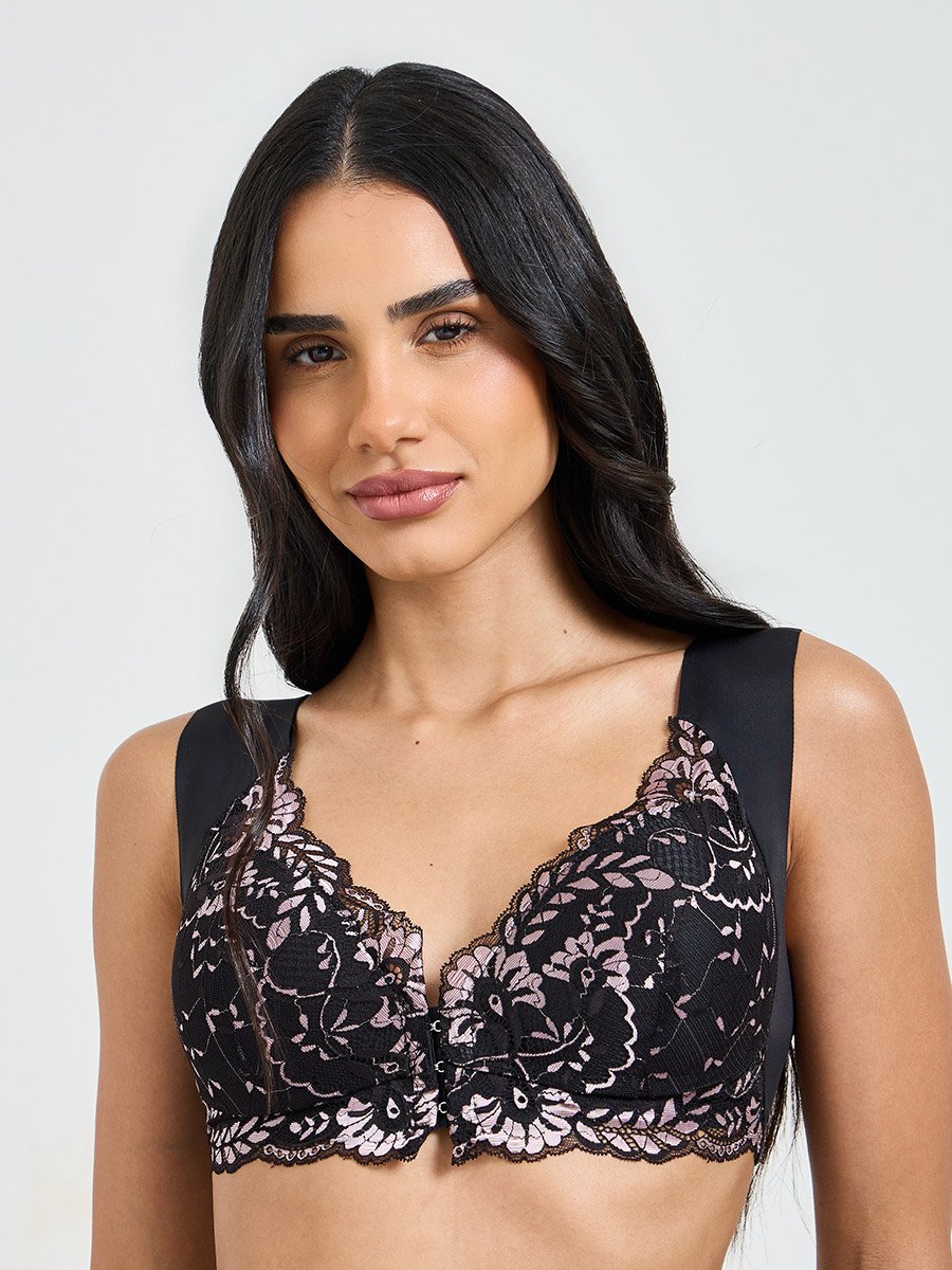 Embroidered Lace Bulk Front Padded Non Wired Regular Bra