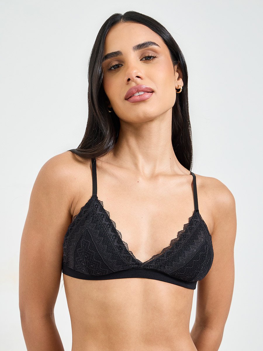 Solid Lace Padded Non Wired Bralette