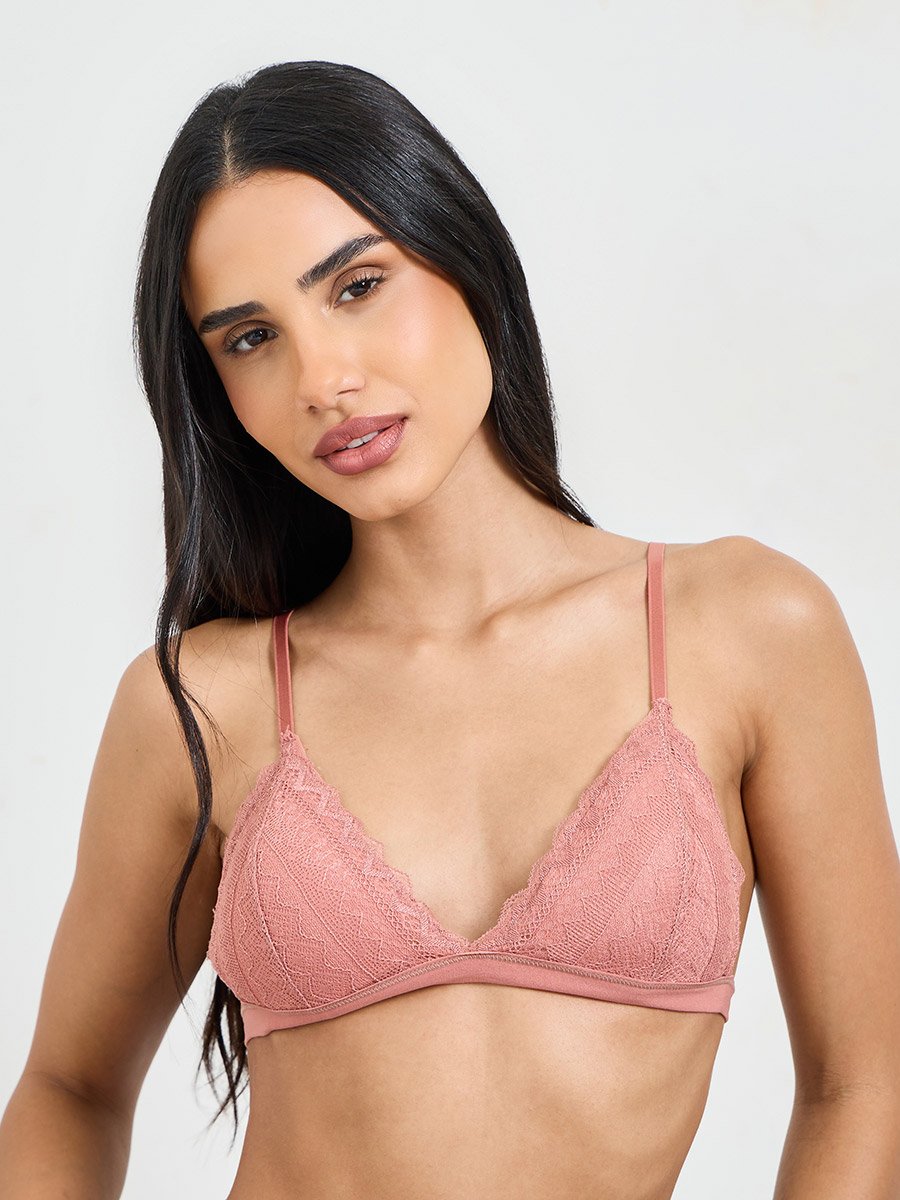 Solid Lace Padded Non Wired Bralette