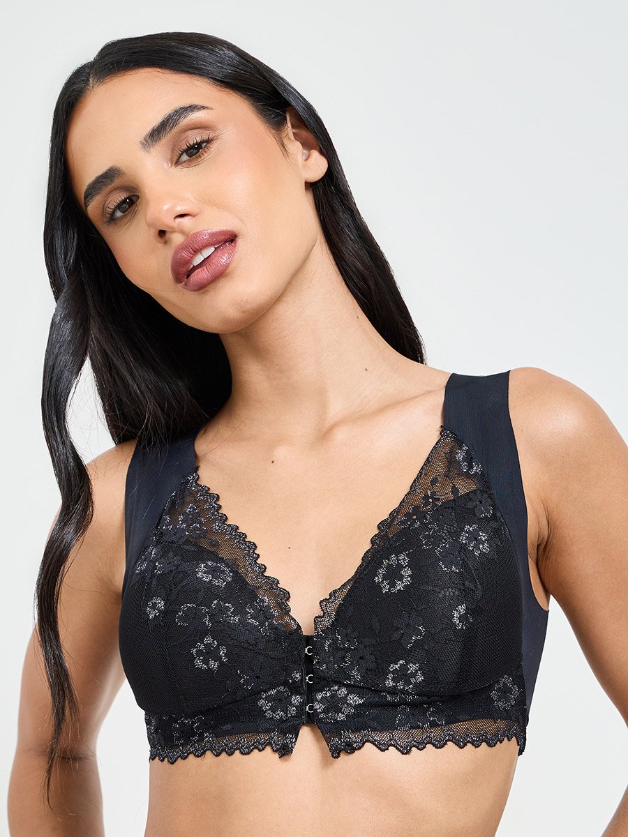 Solid Lace Bulk Front Padded Non Wired Regular Bra
