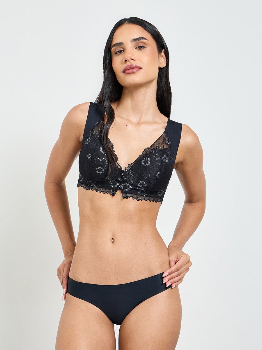Solid Lace Bulk Front Padded Non Wired Regular Bra