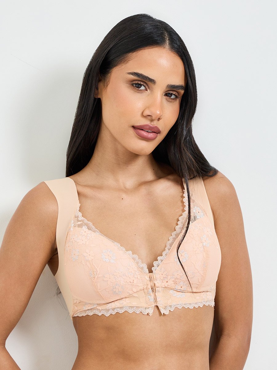 Solid Lace Bulk Front Padded Non Wired Regular Bra
