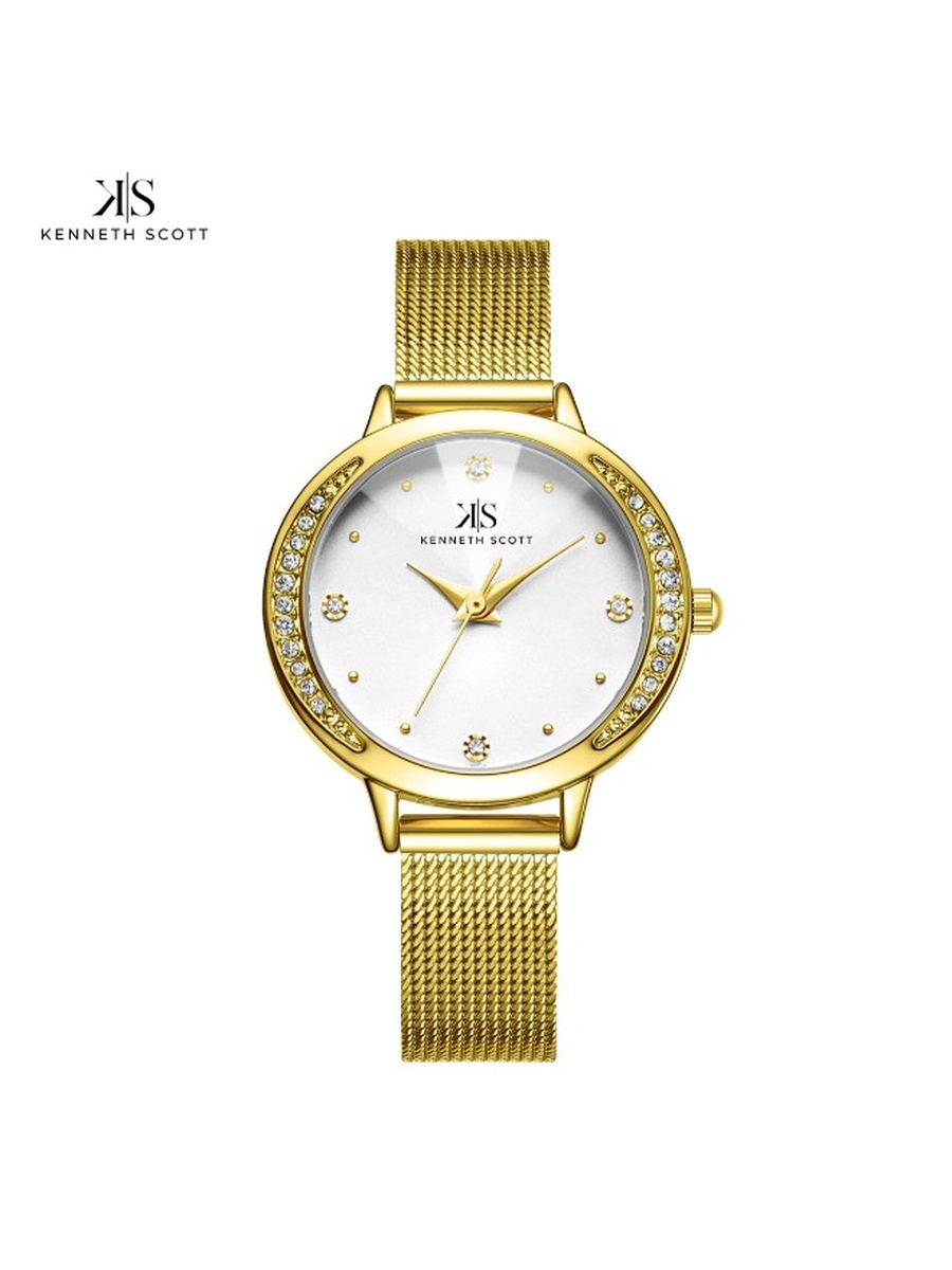 Quartz Analog Watch with Stainless Steel Strap - K22523-GMGW, Gold