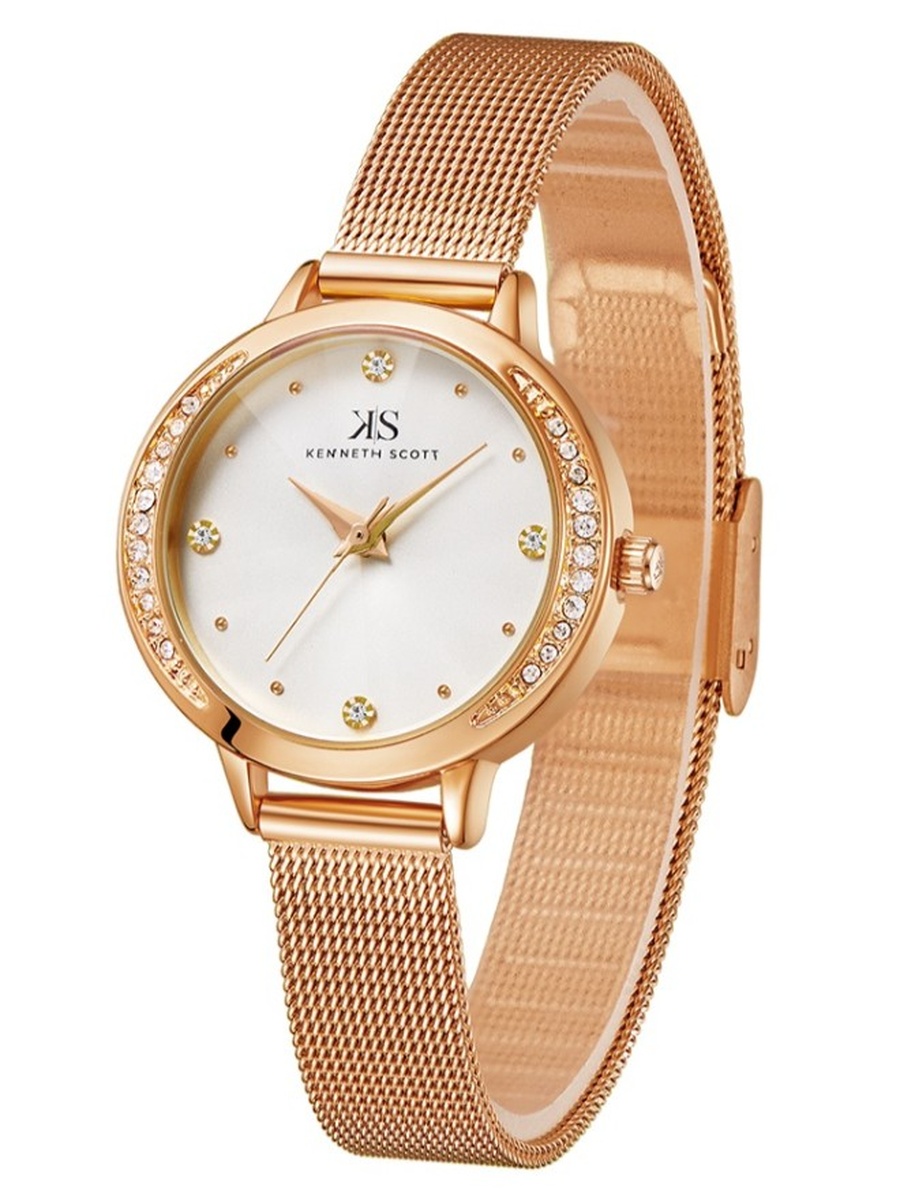 Quartz Analog Watch with Stainless Steel Strap - K22523-RMKW, Rose Gold