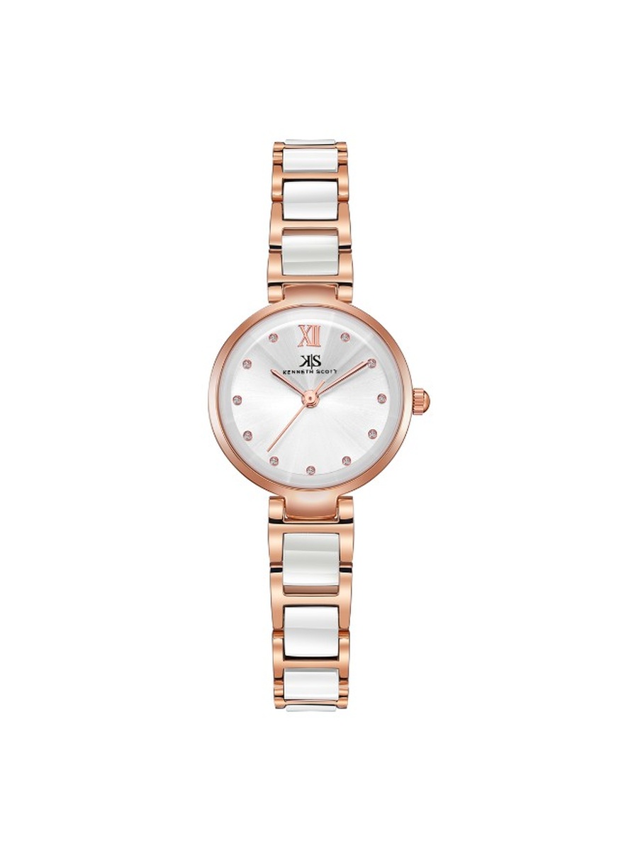Quartz Analog Watch with Alloy Ceramic Strap - K22531-KCWW, Silver