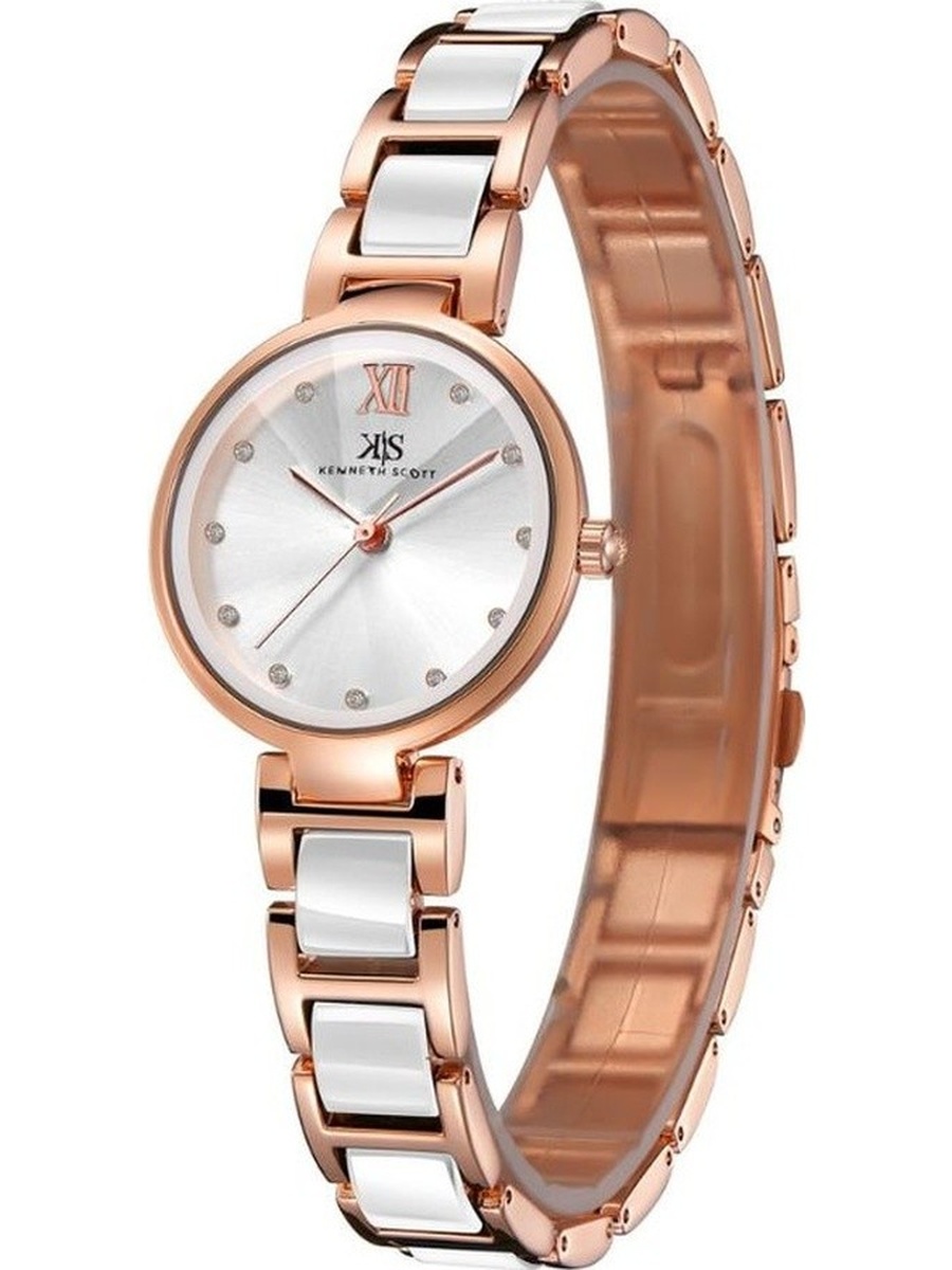 Quartz Analog Watch with Alloy Ceramic Strap - K22531-KCWW, Silver