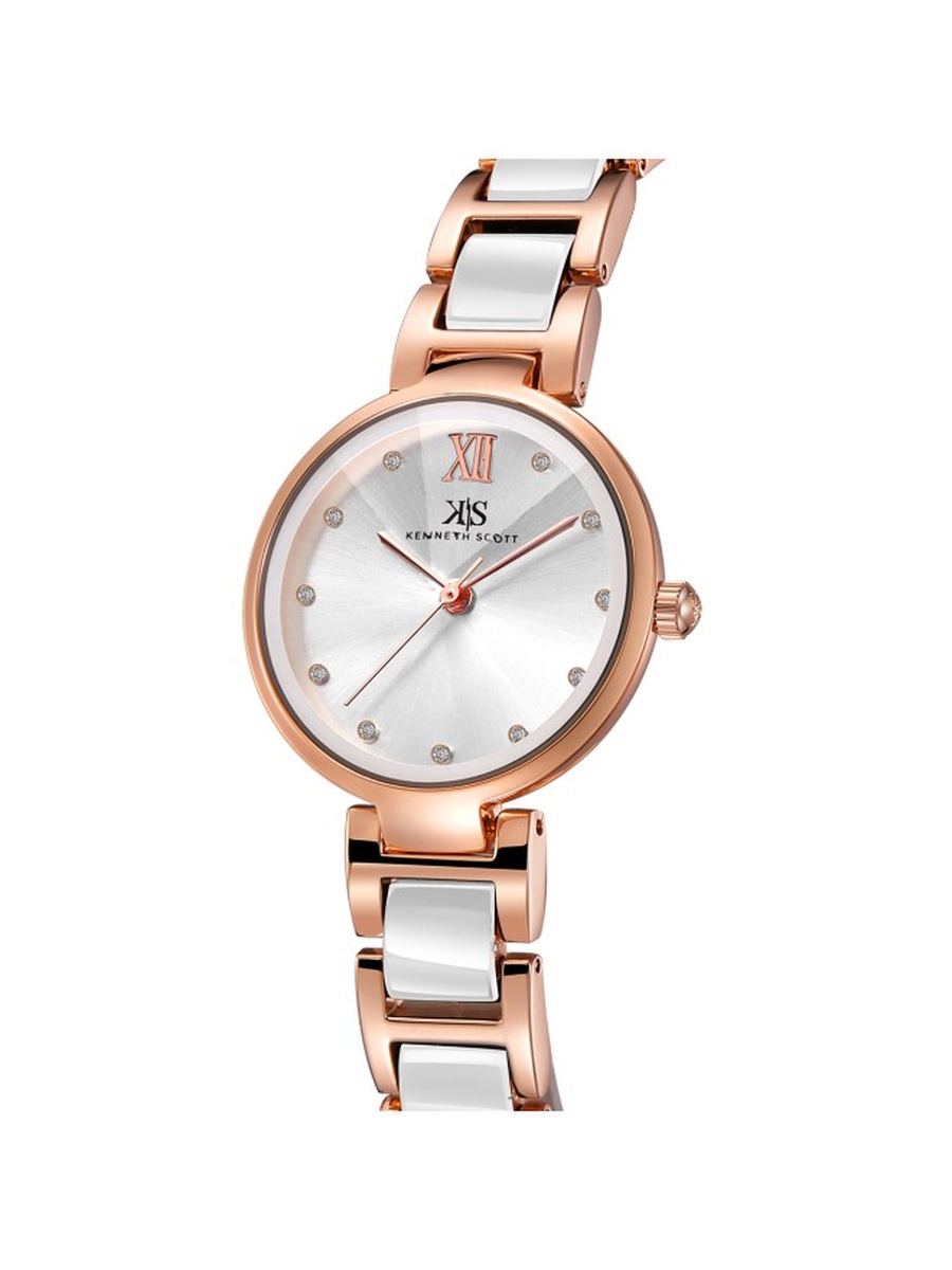 Quartz Analog Watch with Alloy Ceramic Strap - K22531-KCWW, Silver
