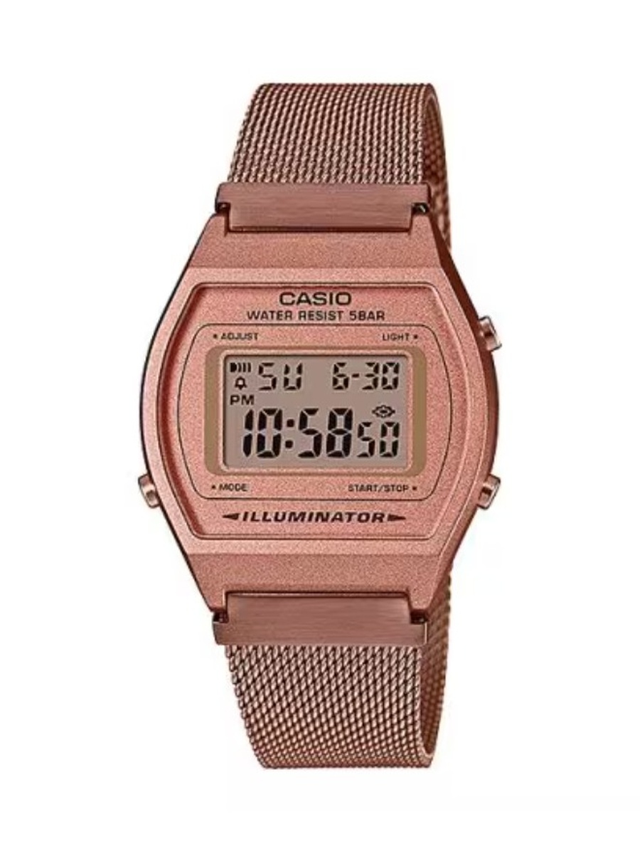 Quartz Movement Watch with Digital Display and Stainless Steel Mesh Strap - B640WMR-5ADF, Rose Gold