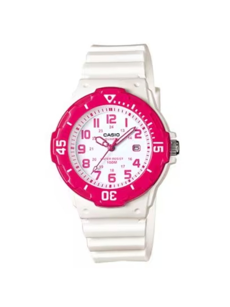 Quartz Analog Watch with Resin Strap - LRW-200H-4BVDF, White