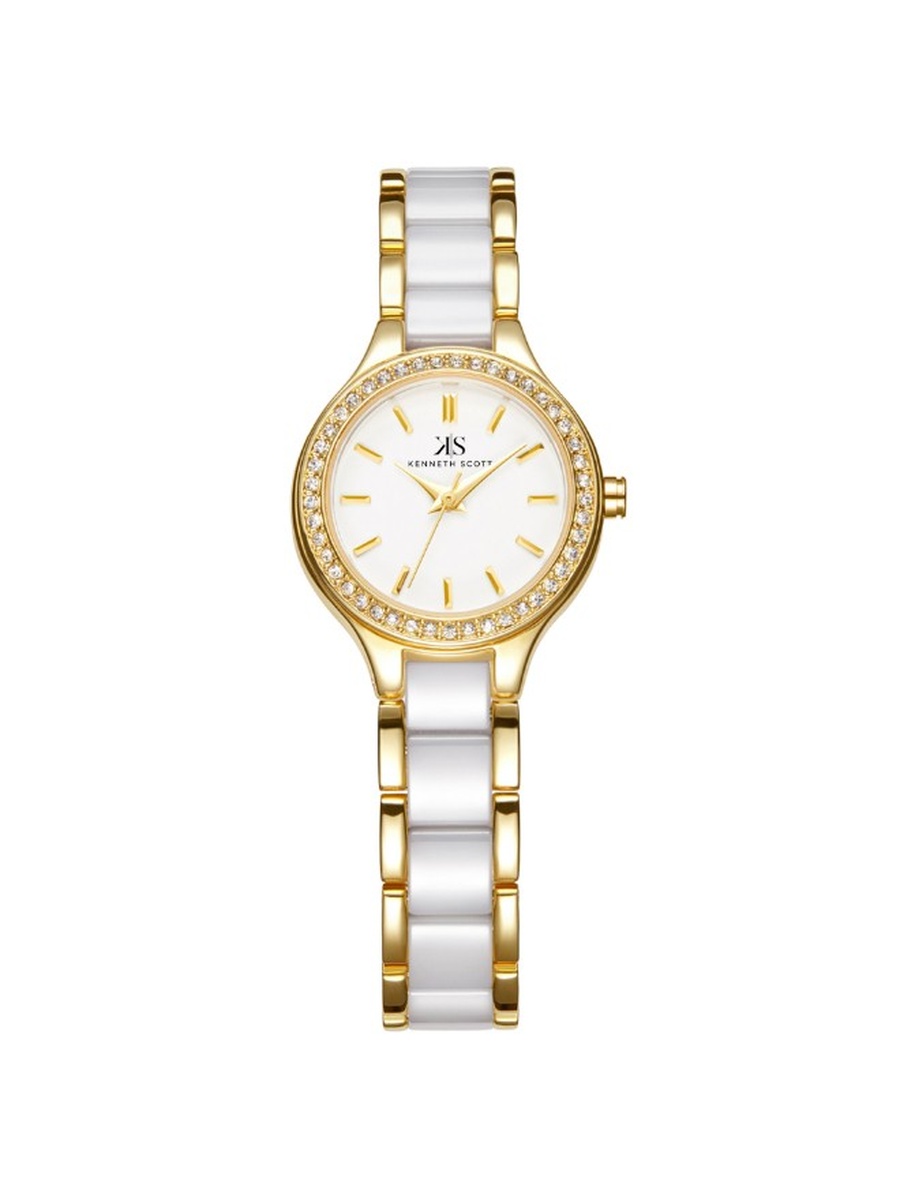 PC21 Analog Watch with Alloy Ceramic Strap - K23509-GCWW, White