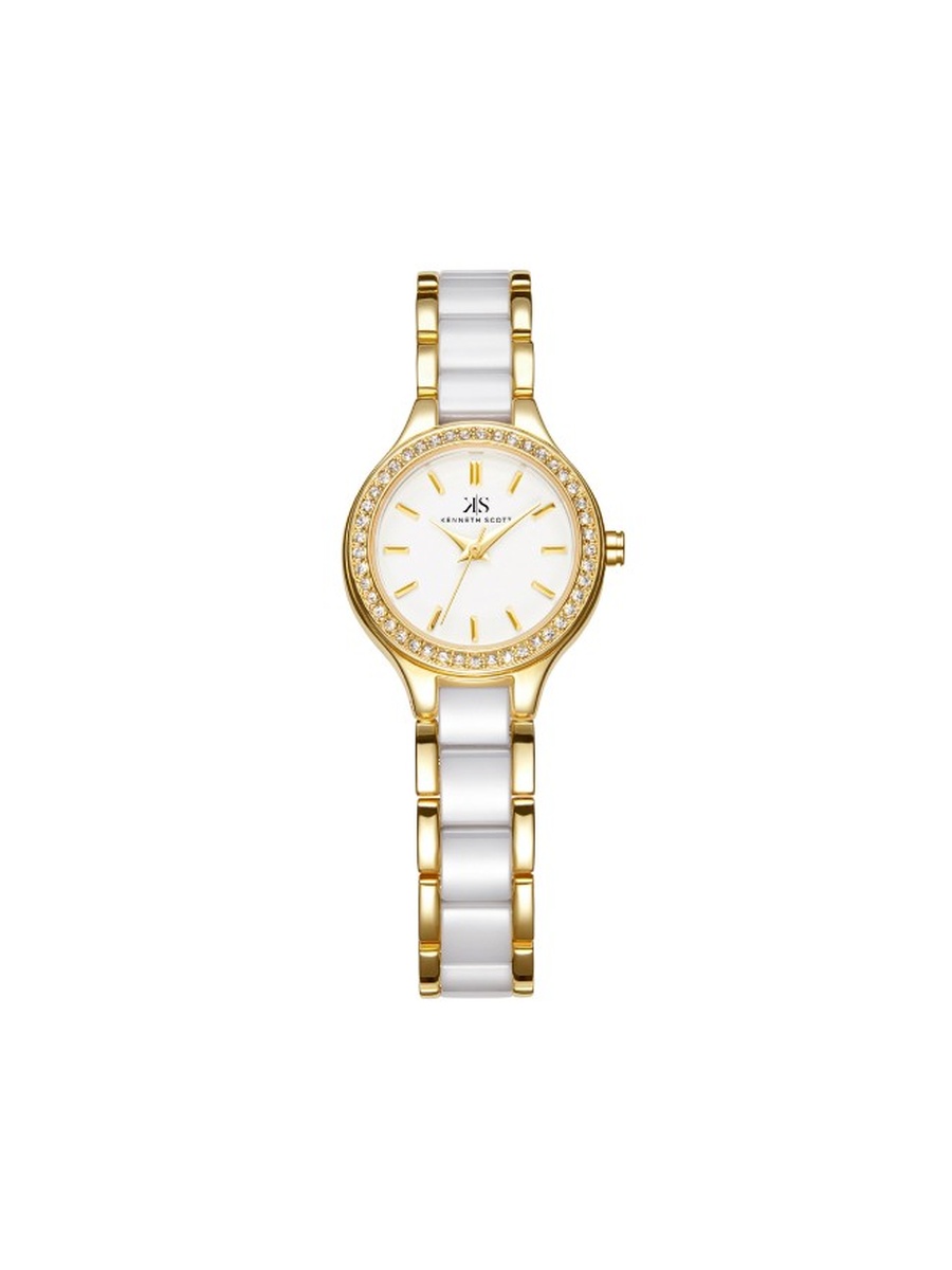 PC21 Analog Watch with Alloy Ceramic Strap - K23509-GCWW, White