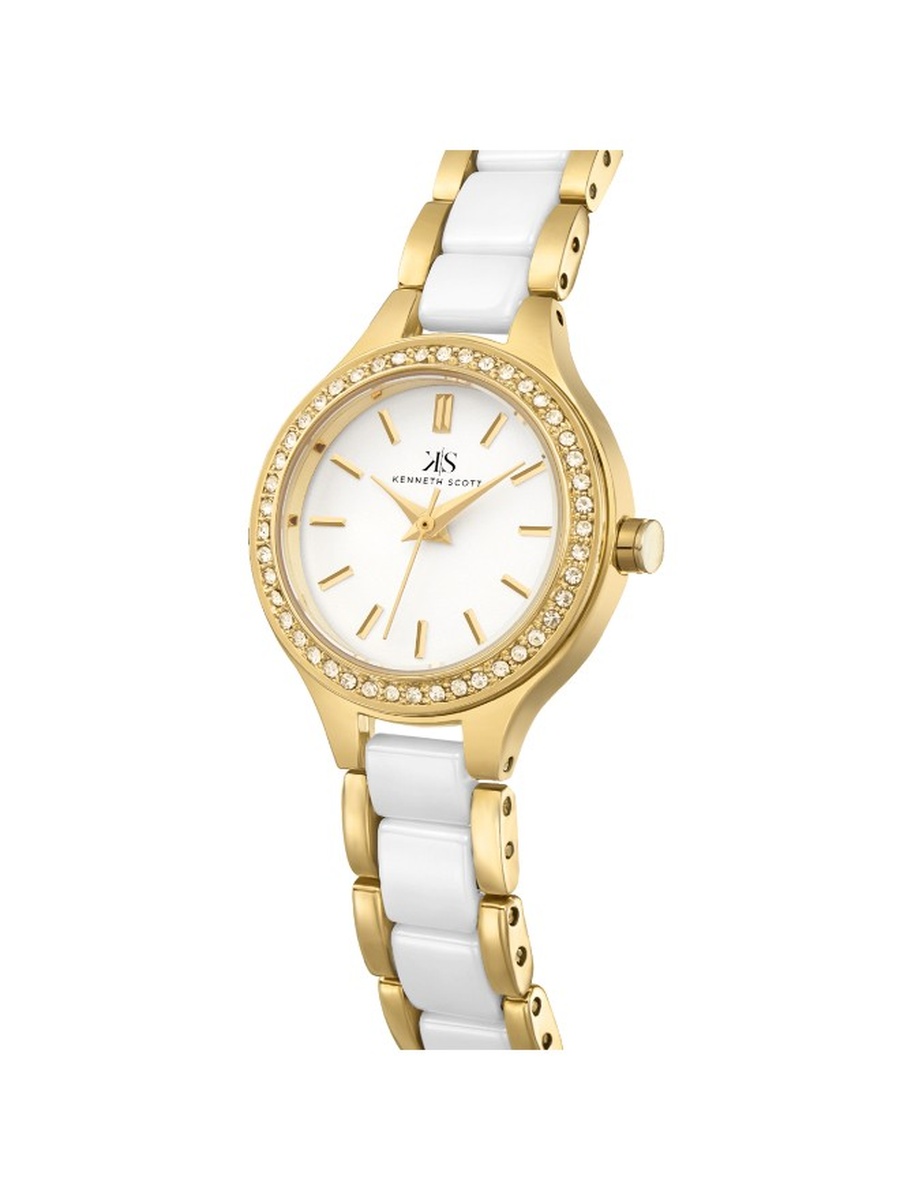 PC21 Analog Watch with Alloy Ceramic Strap - K23509-GCWW, White
