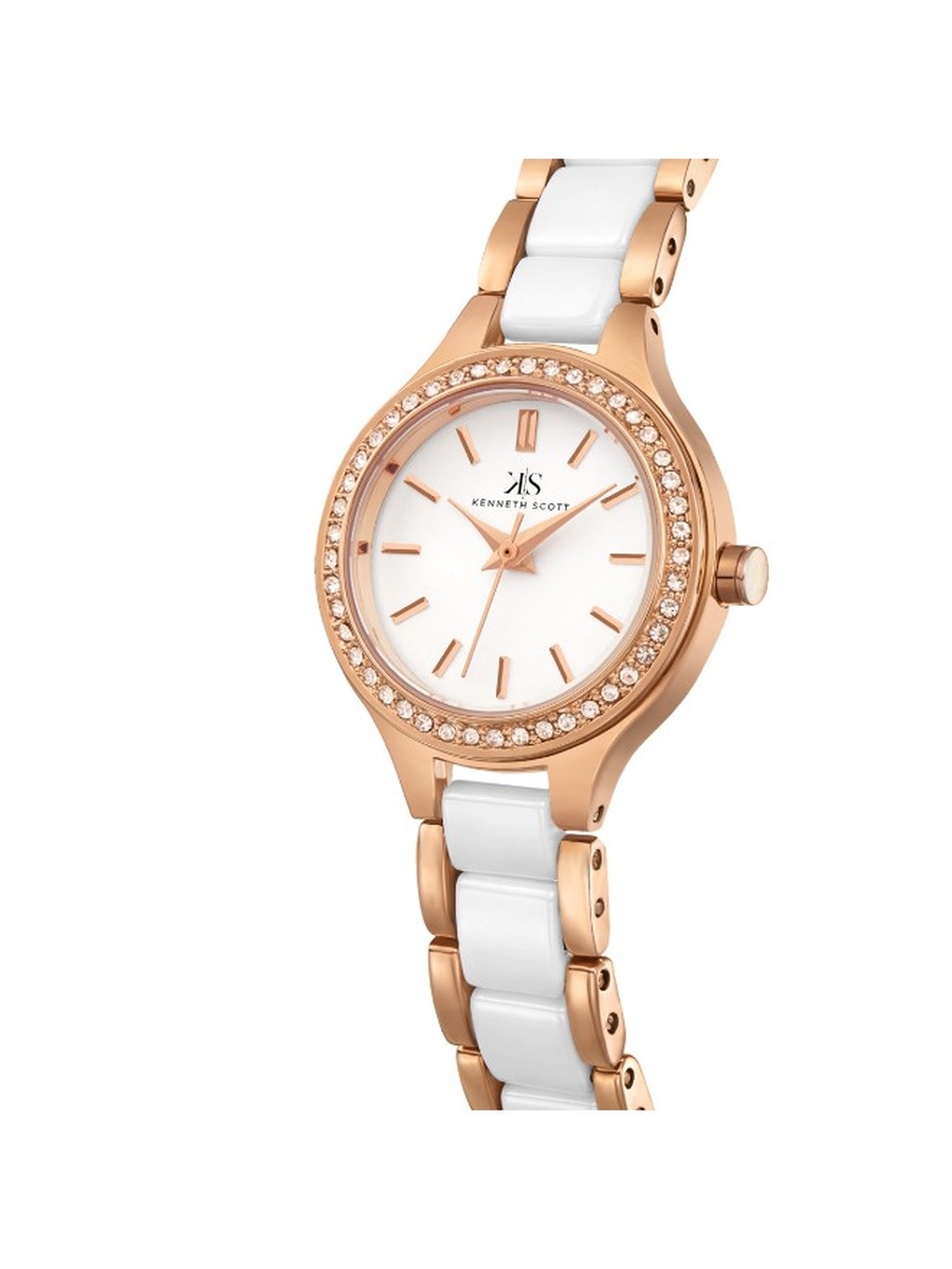 PC21 Analog Watch with Alloy Ceramic Strap - K23509-KCWW, White