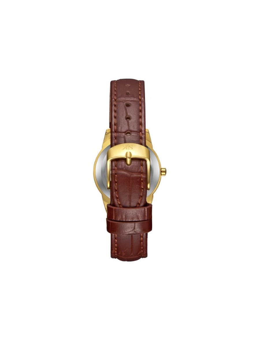 Japanese Quartz Analog Watch with Leather Strap - K23530-GLDI, Brown