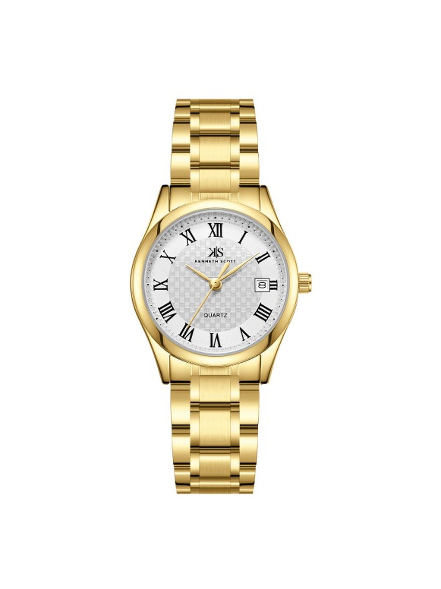 Quartz Analog Watch with Stainless Steel Strap - K25504-GBGW, Gold