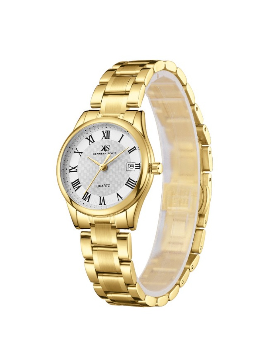 Quartz Analog Watch with Stainless Steel Strap - K25504-GBGW, Gold