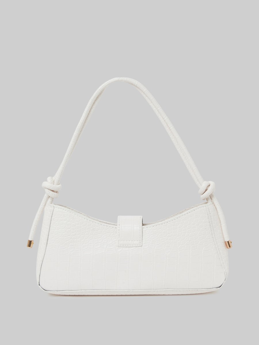 Croc Textured Buckle Detail Shoulder Bag