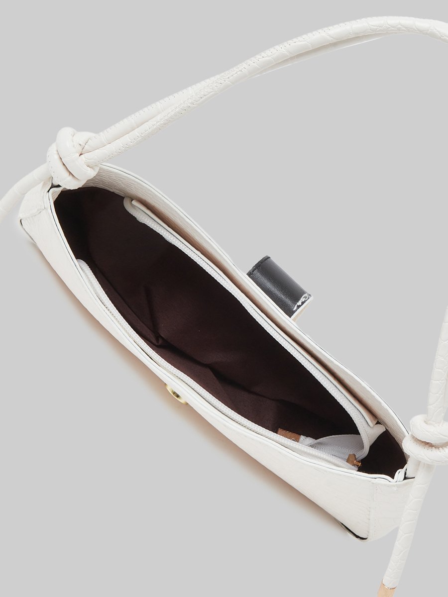 Croc Textured Buckle Detail Shoulder Bag