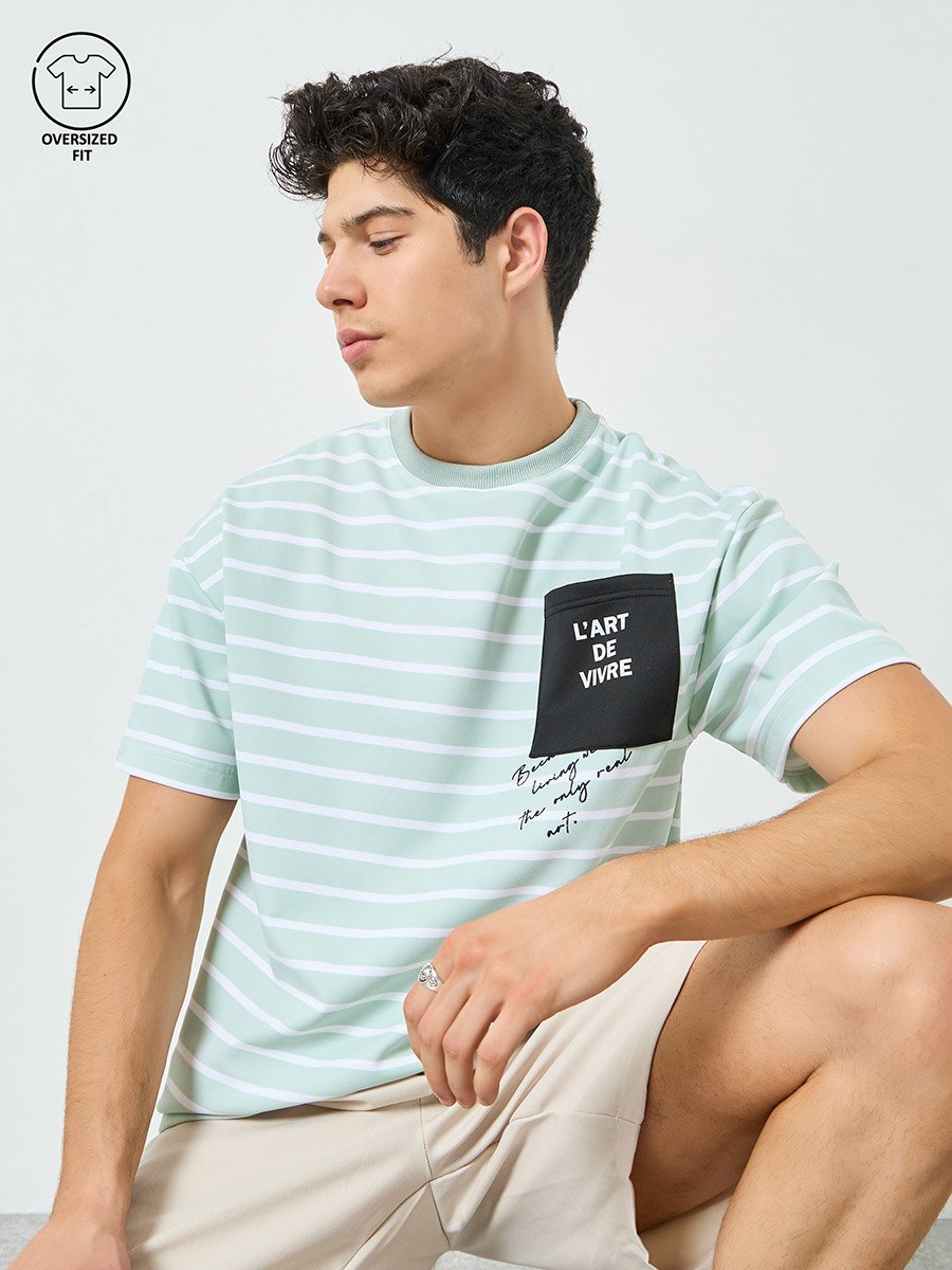 Men Striped Oversized T-Shirt