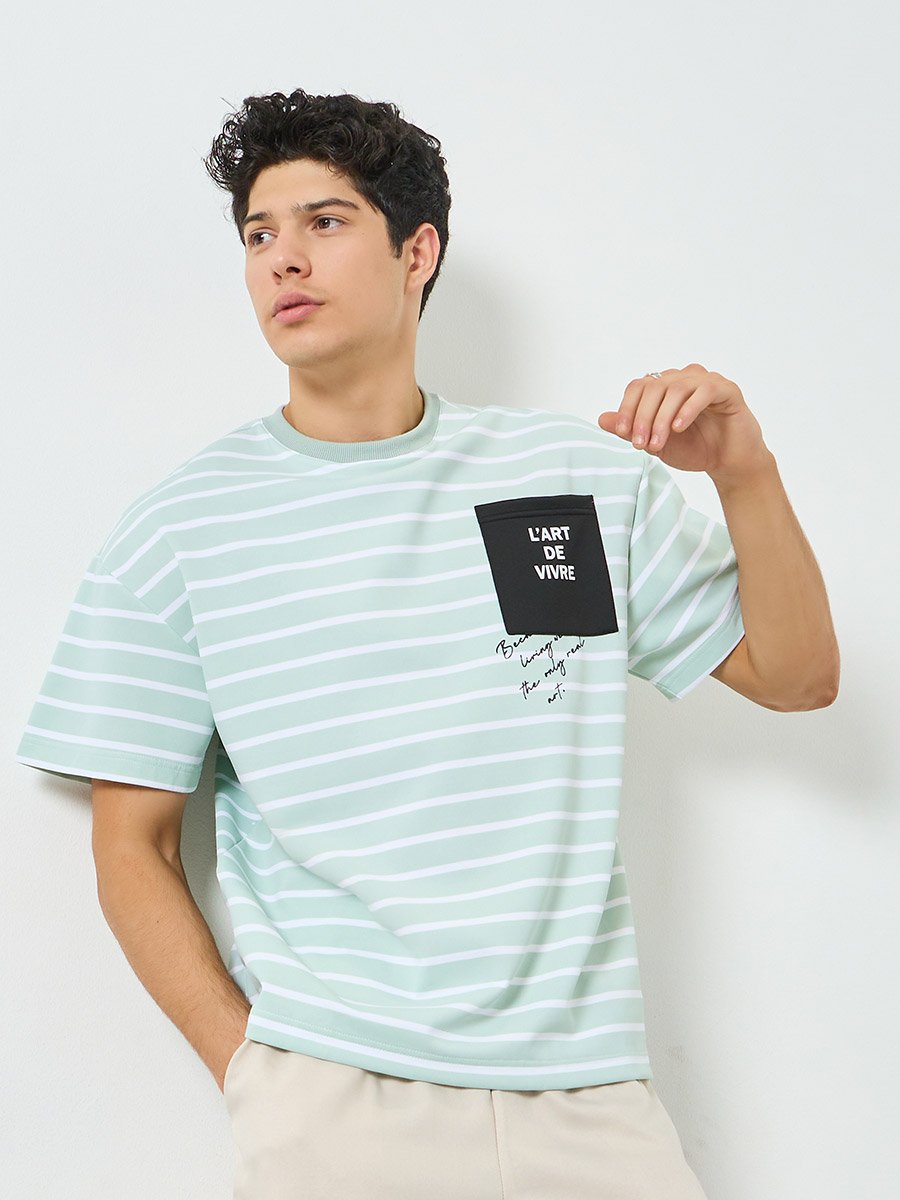 Men Striped Oversized T-Shirt