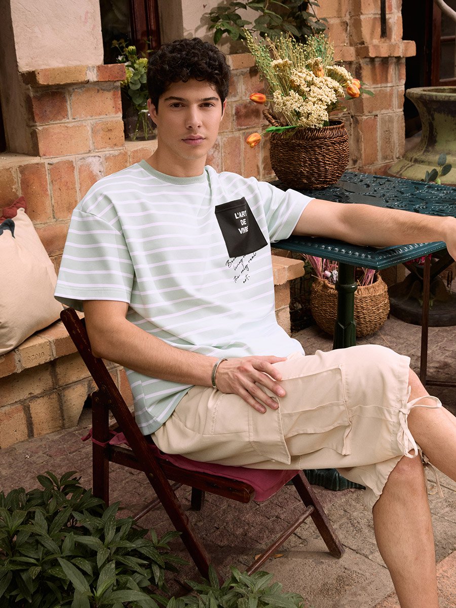 Men Striped Oversized T-Shirt