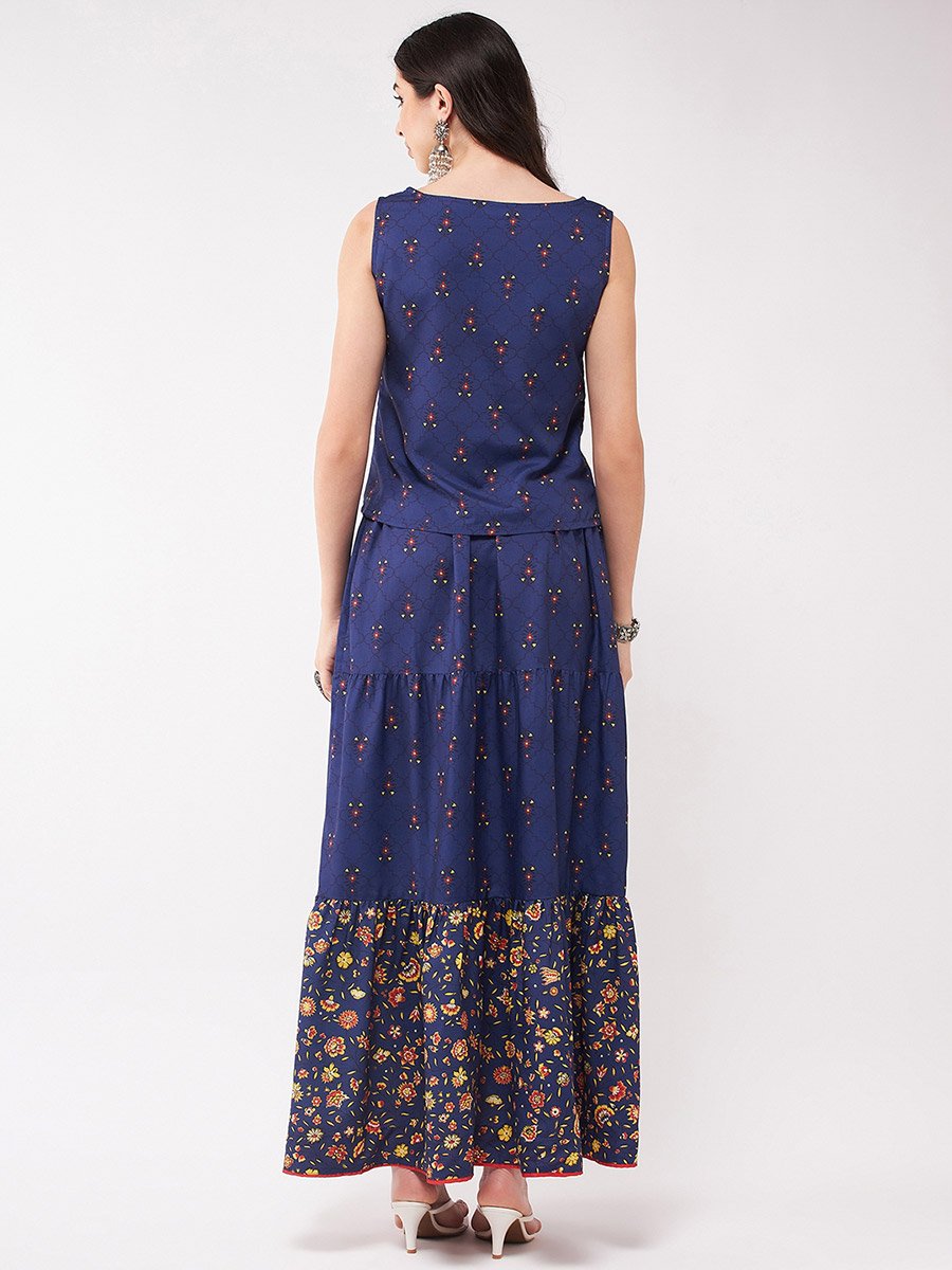 3-Piece Floral Print Top, Maxi Skirt and Shrug Set