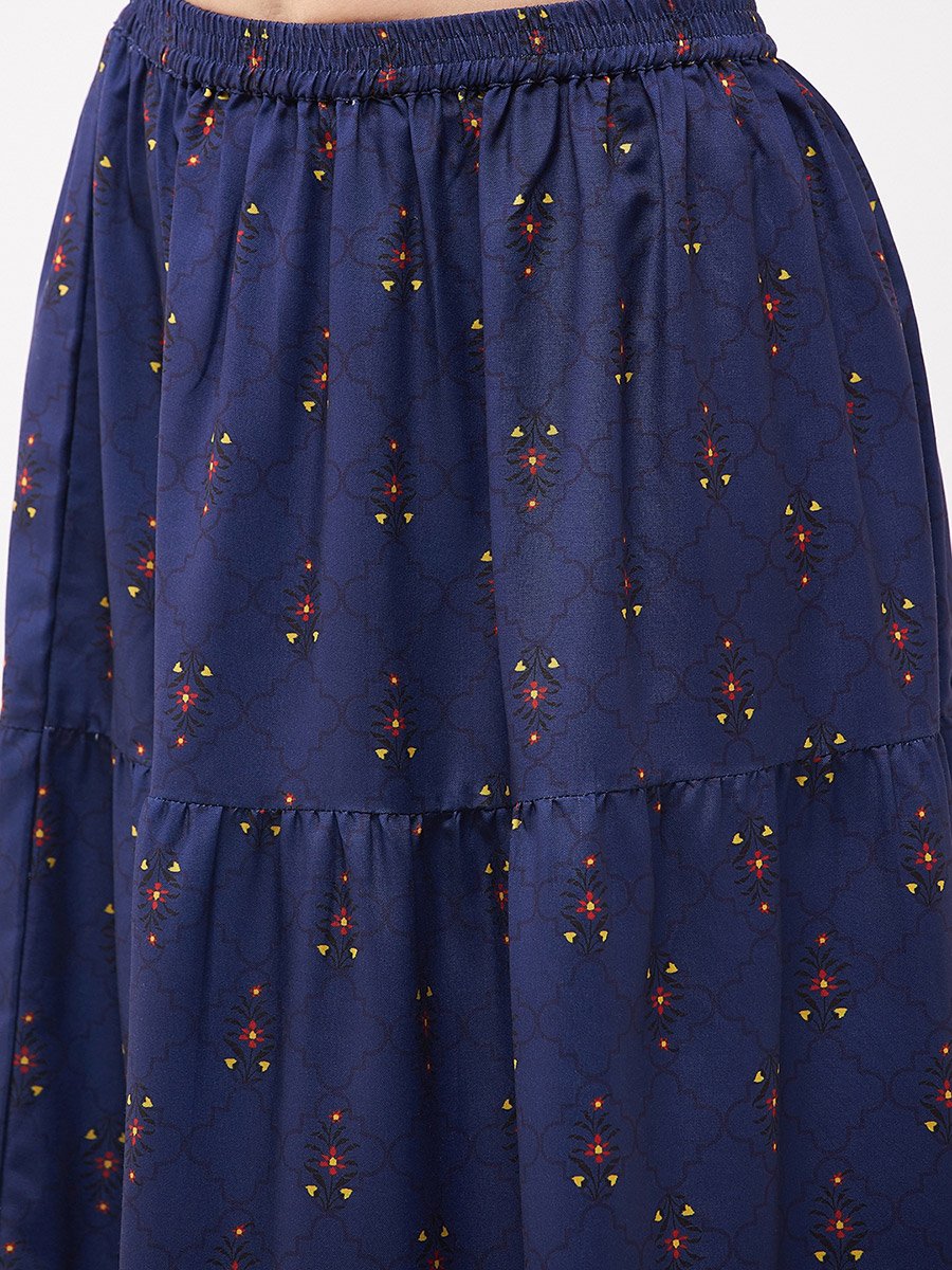 3-Piece Floral Print Top, Maxi Skirt and Shrug Set